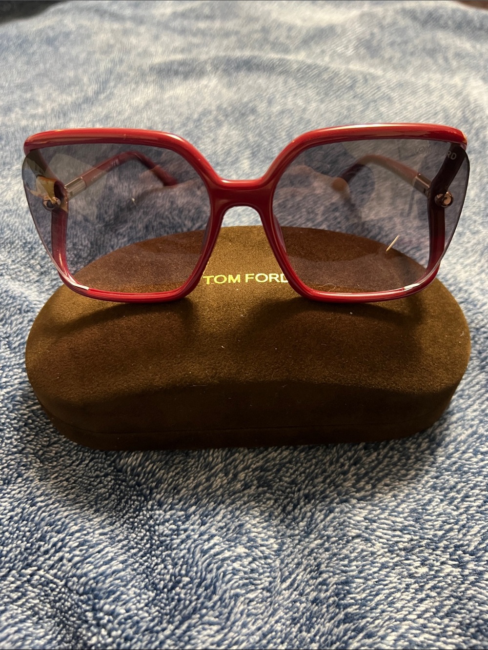 Tom Ford Women’s Red Oversized Square Sunglasses Solange NWOT
